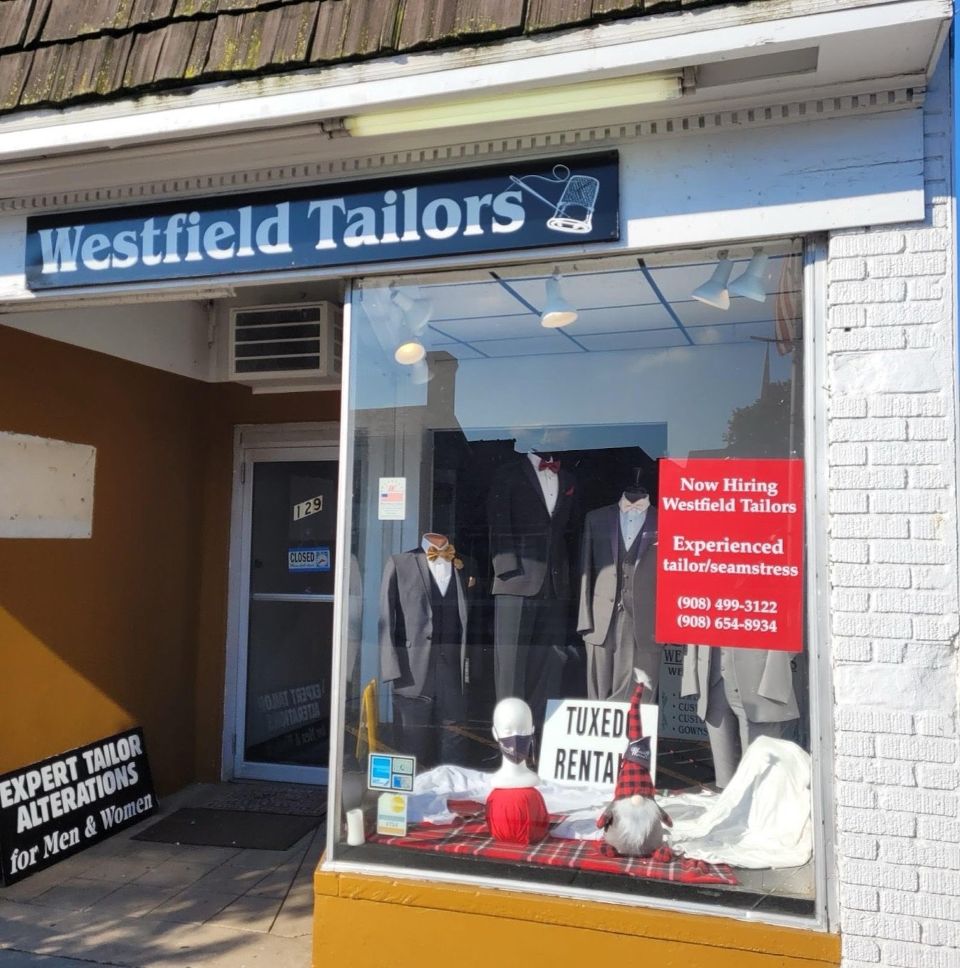 The Westfield Tailors storefront on Elm Street